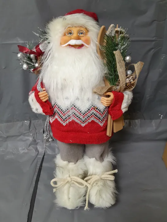 40 CM STANDING SANTA WITH SKIS CHRISTMAS DECORATION RRP £25.99