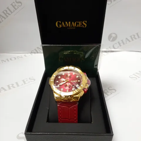 GAMAGES OF LONDON LIMITED EDITION HAND ASSEMBLED VESSEL AUTOMATIC WATCH - RED