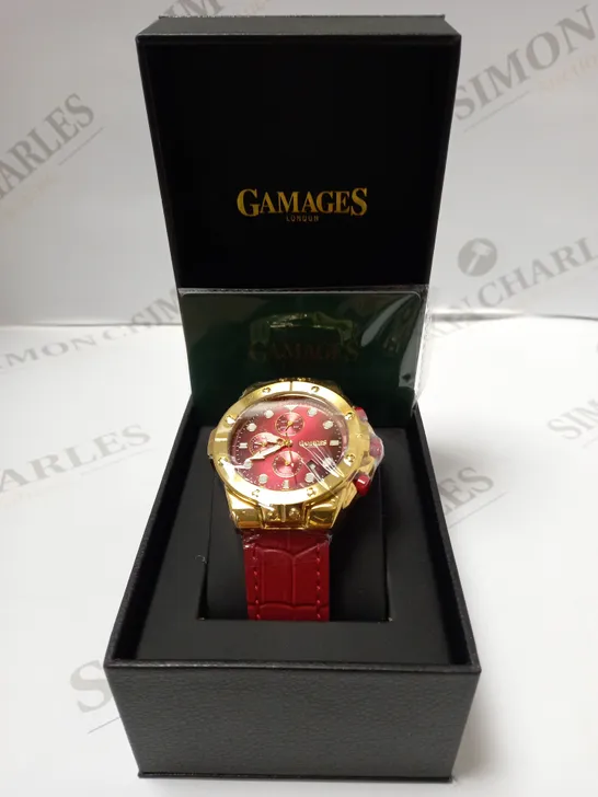 GAMAGES OF LONDON LIMITED EDITION HAND ASSEMBLED VESSEL AUTOMATIC WATCH - RED