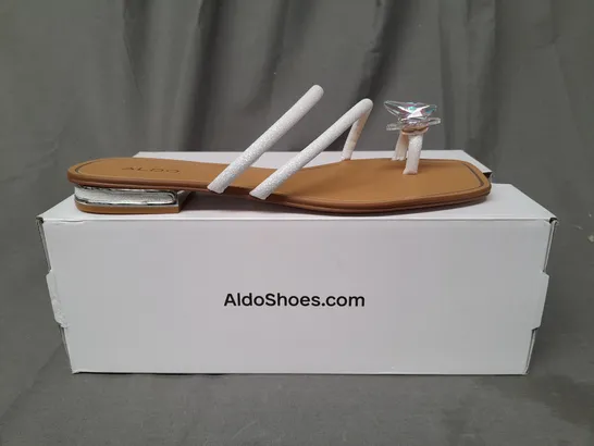 BOXED PAIR OF ALDO GARBERIA SANDALS W. BUTTERFLY DETAIL UK SIZE 7