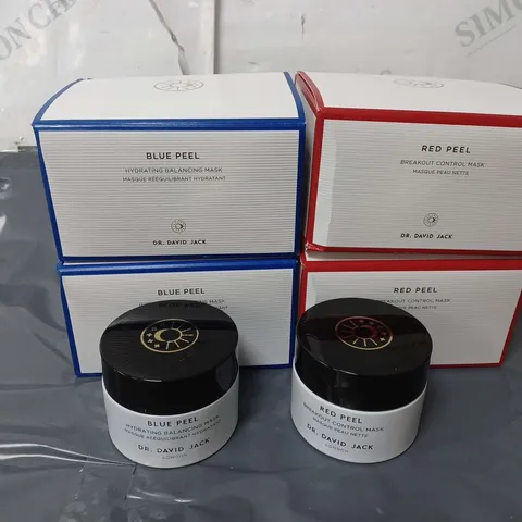 4 BOXED DR DAVID JACK PRODUCTS TO INCLUDE RED PEEL & BLUE PEEL (4x50ml)