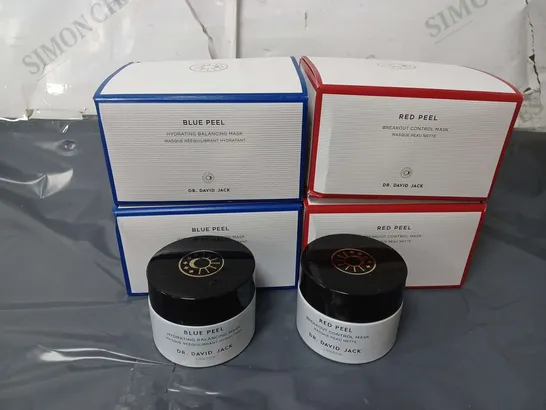 4 BOXED DR DAVID JACK PRODUCTS TO INCLUDE RED PEEL & BLUE PEEL (4x50ml)