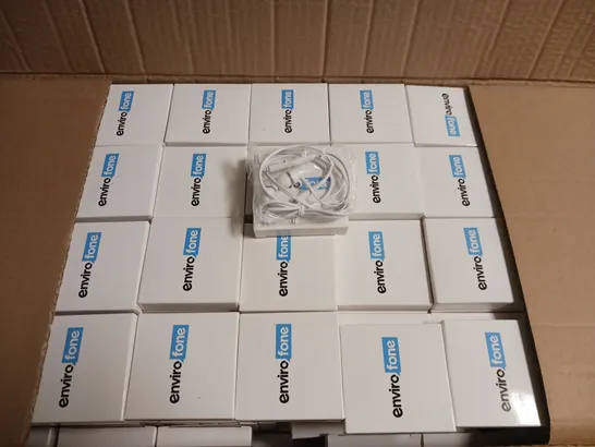 BOX OR APPROX. 500 STEREO EARPHONES WITH MIC IN WHITE  