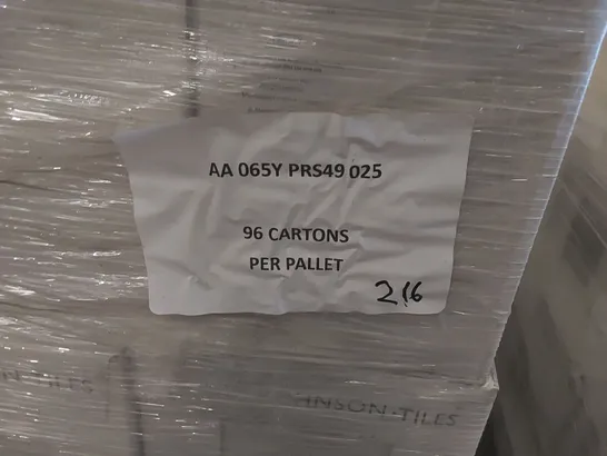 PALLET TO CONTAIN APPROX 96 X CARTONS OF JOHNSON PRISMATICS MIMOSA SATIN GLAZED WALL TILES - 25 TILES PER CARTON // SIZE: 197 X 197 X 6.5mm