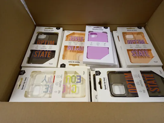 BOX OF APPROXIMATELY 54 TYPO PHONES CASES ('SLIMLINE CASE' & 'SPEAK UP CASE') FOR IPHONE 11, 12 MINI, 12/12PRO IN VARYING COLOURS