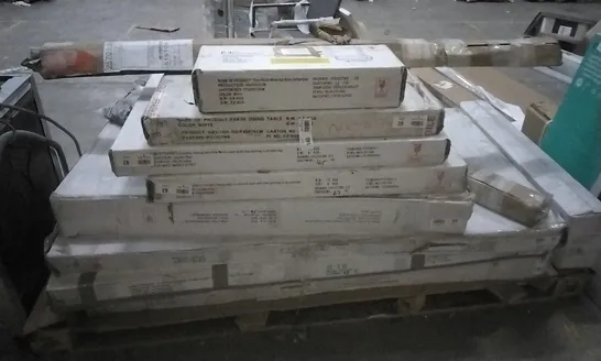 PALLET OF ASSORTED FLATPACK DINING TABLE AND COFFEE TABLE PARTS