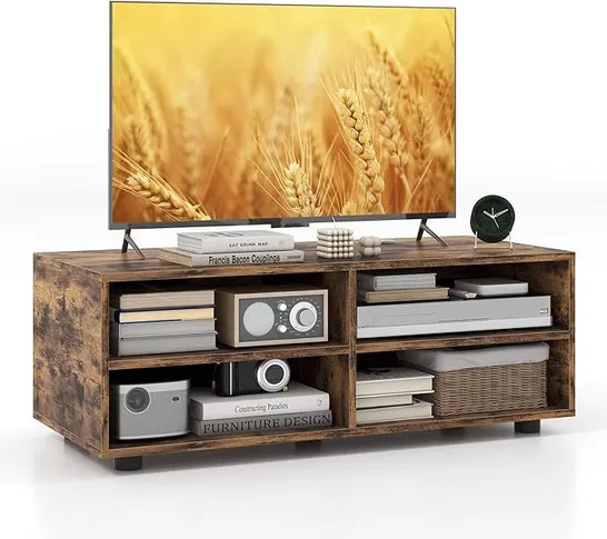 BOXED COSTWAY FREE STANDING TV CABINET WOODEN CONSOLE TV MEDIA ENTERTAINMENT - BROWN