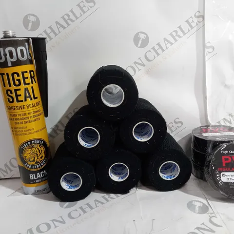 APPROX 20 ITEMS TO INCLUDE TIGER TAPE, TIGER SEAL, POV TAPE