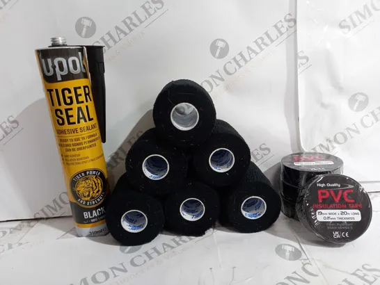 APPROX 20 ITEMS TO INCLUDE TIGER TAPE, TIGER SEAL, POV TAPE