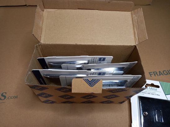 BOX OF APPROX 5  BOXED NEXUS METAL POLISHED CHROME SINGLE LIGHT SWITCH