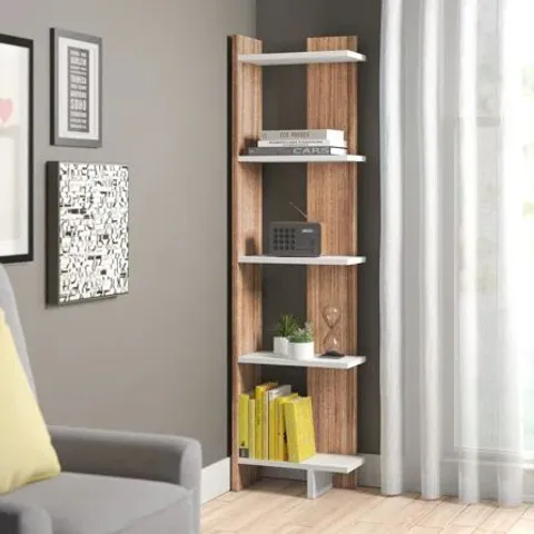 BOXED LYNNFIELD CORNER BOOKCASE COLOUR WHITE/TEAK