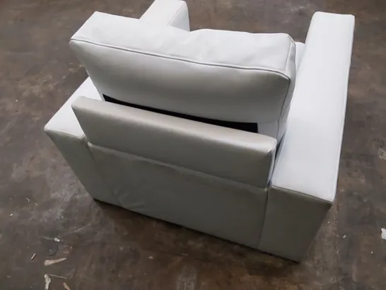 DESIGNER FAUX LEATHER ARMCHAIR IN WHITE