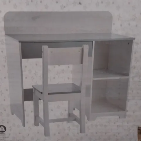 BOXED DESK AND CHAIR SET GREY 
