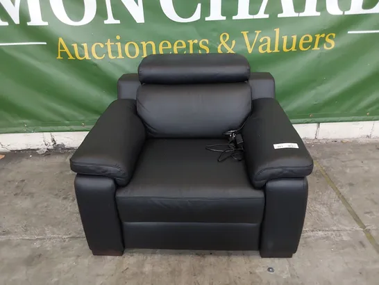 QUALITY ITALIAN DESIGNER RICCARDO POWER RECLINING EASY CHAIR BLACK LEATHER 