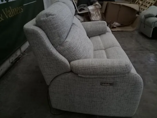 QUALITY BRITISH DESIGNER G PLAN KINGSBURY 2 SEATER ELECTRIC RECLINER DBL HRLM B920 WAFFLE TAUPE FABRIC 