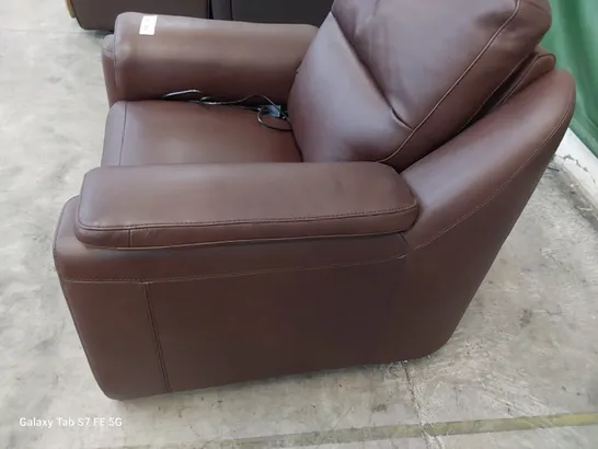 QUALITY ITALIAN DESIGNER POWER RECLINING PARMA EASY CHAIR BROWN LEATHER 