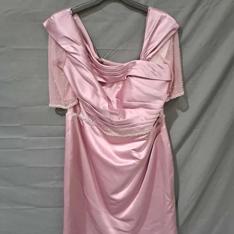 WHITE ROSE OCCASIONS FORMAL DRESS WITH FAUX PEARL DETAIL PINK SIZE 22