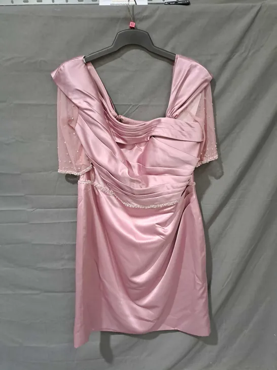 WHITE ROSE OCCASIONS FORMAL DRESS WITH FAUX PEARL DETAIL PINK SIZE 22