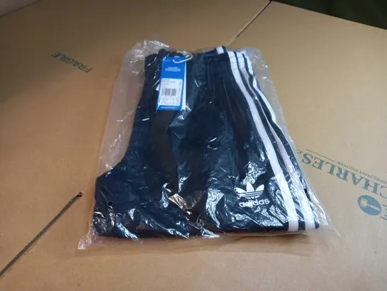 ADIDAS BLACK/WHITE LOGO TRACK PANTS - XS