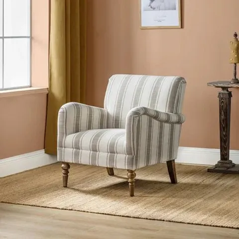 BOXED UPHOLSTERED ARMCHAIR TAN