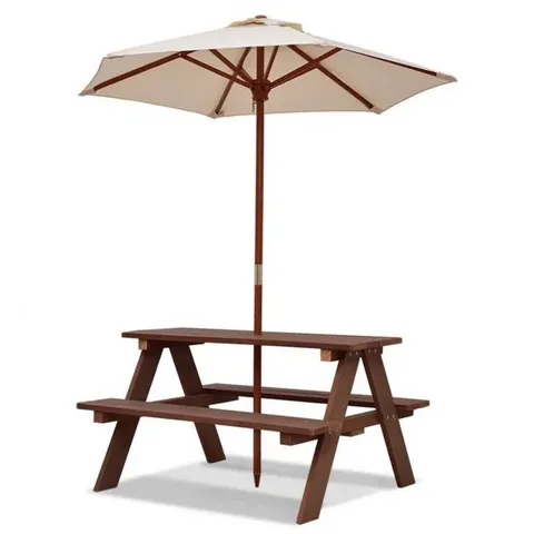 BOXED COSTWAY OUTDOOR 4-SEAT KIDS PICNIC TABLE BENCH WITH UMBRELLA