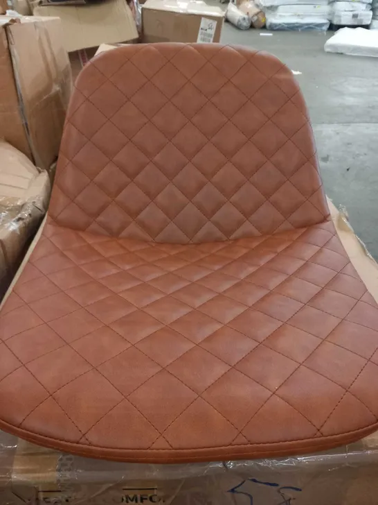 BOXED PAIR OF BROWN FAUX LEATHER DINING CHAIRS