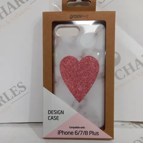 APPROXIMATELY 100 SEALED BRAND NEW GROOVE IPHONE 6/7/8 PLUS COMPATIBLE LIGHTWEIGHT DESIGN CASES IN HEART DESIGN (CASES SUPPORT WIRELESS CHARGING FOR 8 PLUS ONLY) (GV-MP037)