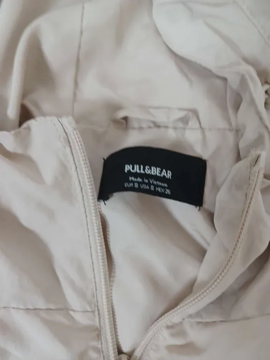 PULL & BEAR ZIP COAT IN BEIGE - EU SMALL