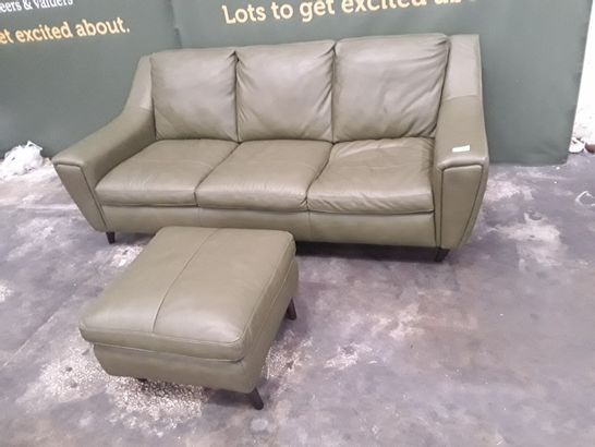 QUALITY BETTY CALYPSO SAGE GREEN THREE SEATER SOFA AND FOOTSTOOL 