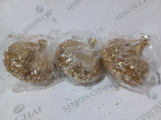 ALISON CORK SET OF 6 GLITTER ELLIPSE BAUBLES  