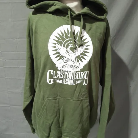 GLASTONBURY ORGANIC COTTON HOODIE IN GREEN - L