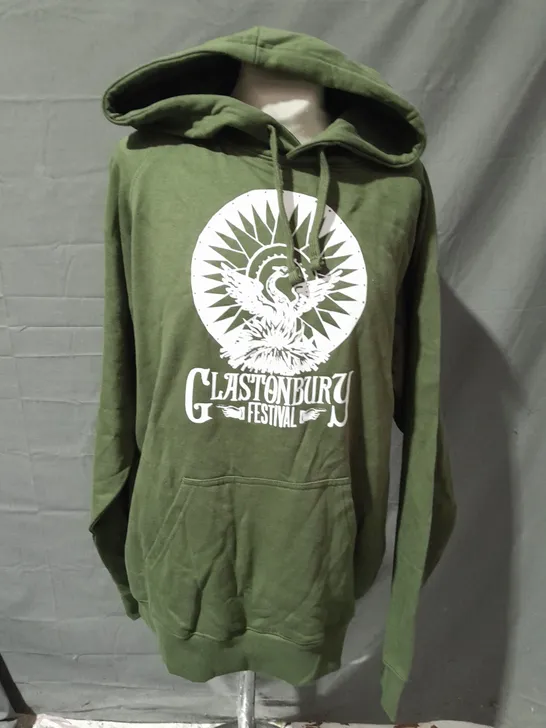 GLASTONBURY ORGANIC COTTON HOODIE IN GREEN - L