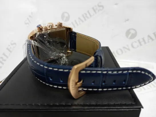 LATOR CALIBRE BLUE TRIPLE DIAL LEATHER STRAP WATCH RRP £585