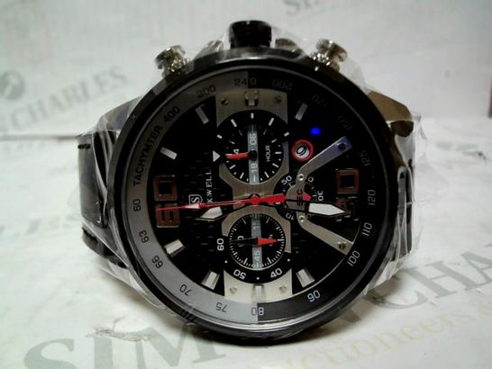 STOCKWELL BLACK & WHITE CHRONOGRAPH LEATHER STRAP SPORTS WRISTWATCH RRP £650