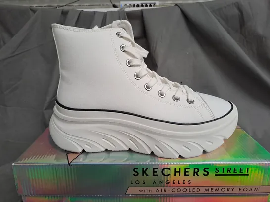 BOXED SKECHERS STREET HIGH RISE WHITE TRAINERS - SIZE 6