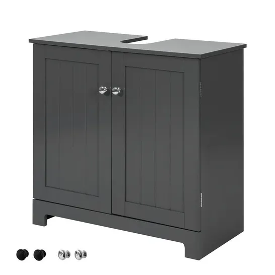 BOXED 60CM FREESTANDING SINGLE BATHROOM VANITY BASE ONLY IN GREY (1 BOX)