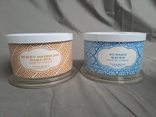 2 X HOMEWORK SCENTED CANDLES TO INCLUDE HONEY DRIZZLE & SUNSET WAVES