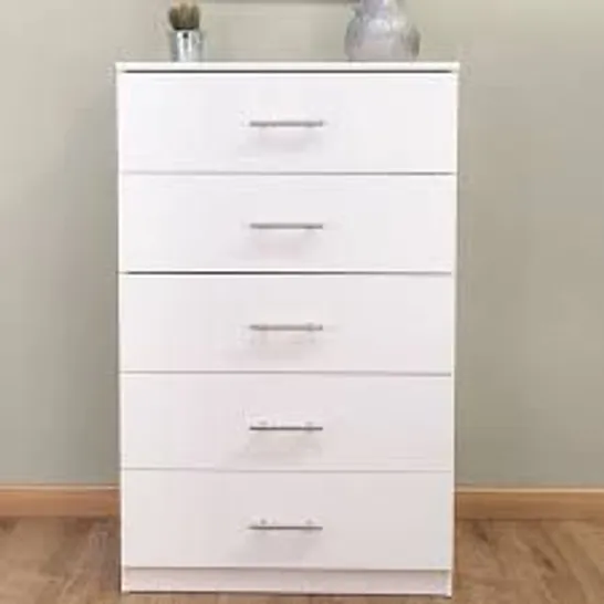 BOXED HELSTON 5 DRAWER CHEST - WHITE 