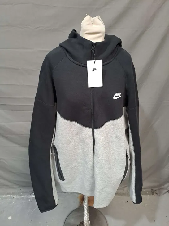 NIKE ZIP UP HOODIE IN BLACK/GREY SIZE XL