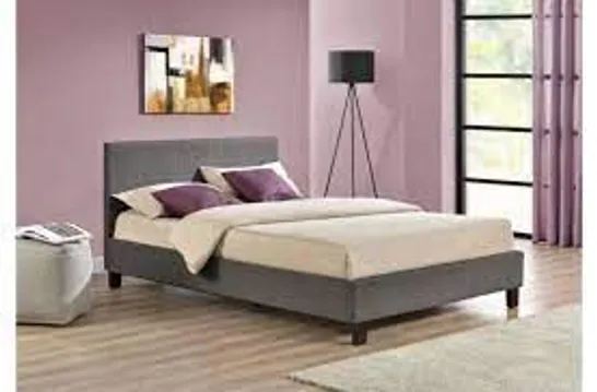 BOXED 135CM BERLIN FABRIC DOUBLE BED FRAME - GREY