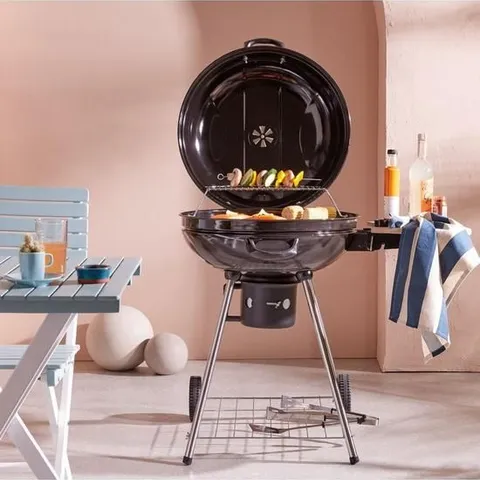 22" KETTLE GRILL CHARCOAL WITH SIDE TABLE AND FREE COVER