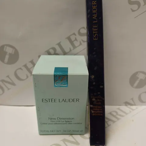 LOT OF 2 ESTEE LAUDER PRODUCTS TO INCLUDE NEW DIMENSION FIRM+FILL EYE SYSTEM 10ML & BLENDING SHADOW BRUSH 