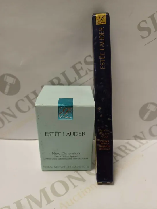 LOT OF 2 ESTEE LAUDER PRODUCTS TO INCLUDE NEW DIMENSION FIRM+FILL EYE SYSTEM 10ML & BLENDING SHADOW BRUSH 