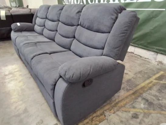 DESIGNER MANUAL RECLINING FOUR SEATER SOFA CHARCOAL FABRIC 