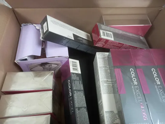 BOX OF APPROX 15 ASSORTED HEALTH & BEAUTY ITEMS TO INCLUDE - REVLON PERMANENT HAIR COLOUR , SISLEY EAU DE PARFUM , REVLON COLOR EXCEL GLOSS HAIR COLOUR ETC - COLLECTION ONLY