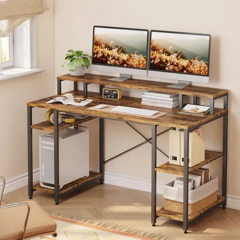 KINSLEE COMPUTER DESK DARK BROWN OAK