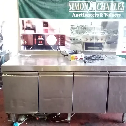 COMMERCIAL WORK STATION WITH UNDERCOUNTER FRIDGES