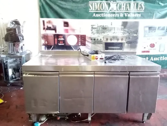 COMMERCIAL WORK STATION WITH UNDERCOUNTER FRIDGES