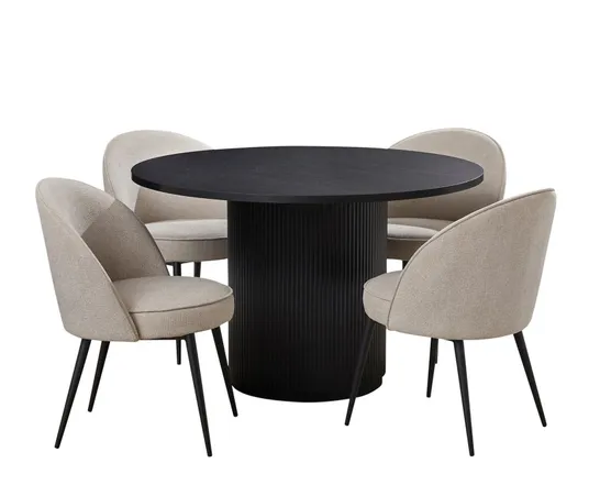 BOXED CARINA ROUND DINING TABLE & 4 CHAIRS (4 BOXES) RRP £799