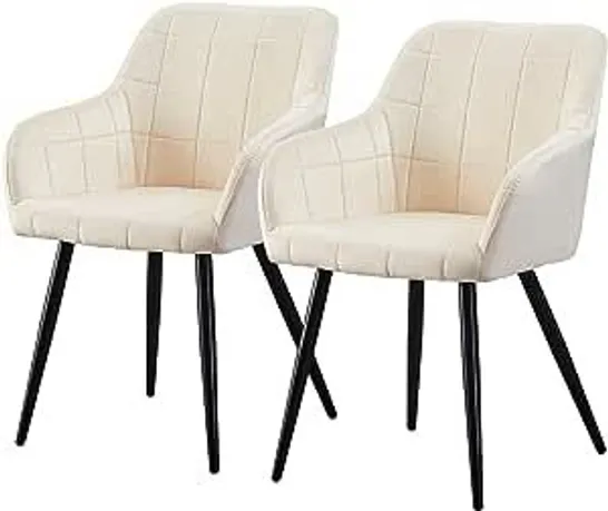 BOXED GARVIES SET OF TWO CREAM DINING CHAIRS